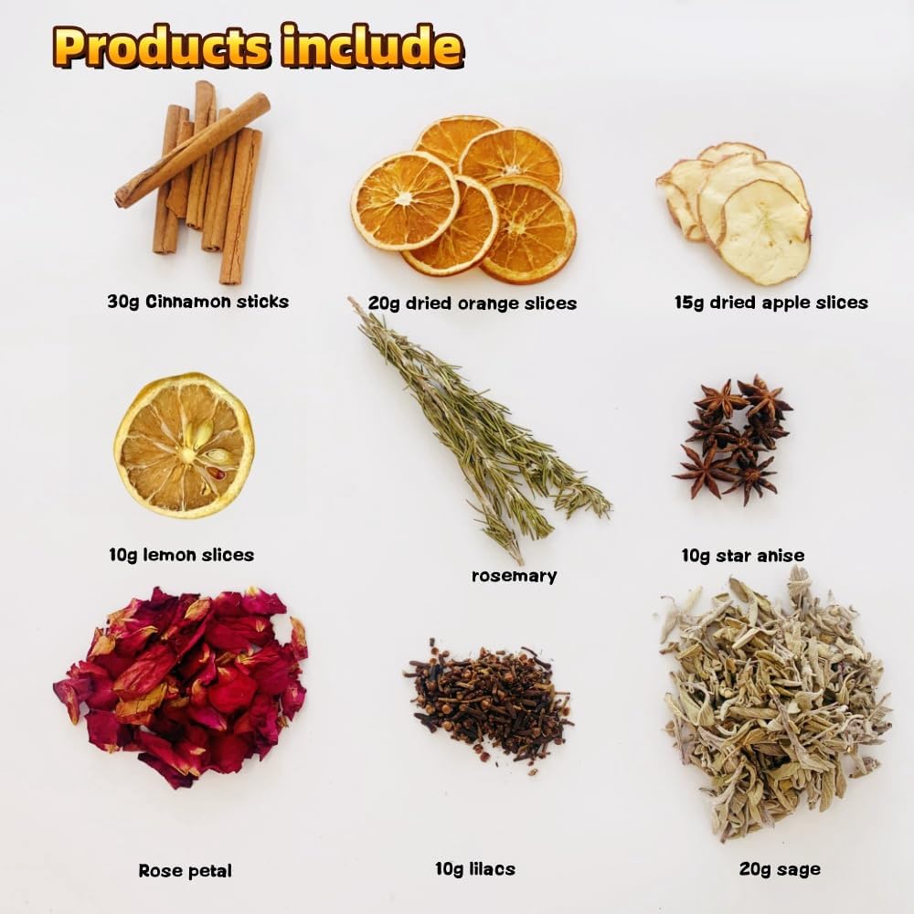 Simmering Potpourri, Simmer Pot Potpourri - Dried Orange Slices, Cinnamon, Cloves, Apple Slice, Rosemary, Apple Slice, Perfect Christmas House Warming Hostess Gift