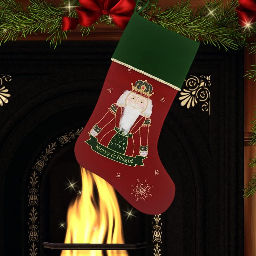 Comfy Hour Joyful Holiday Collection 20" Winter Christmas Nutcracker Stocking Red, Polyresin