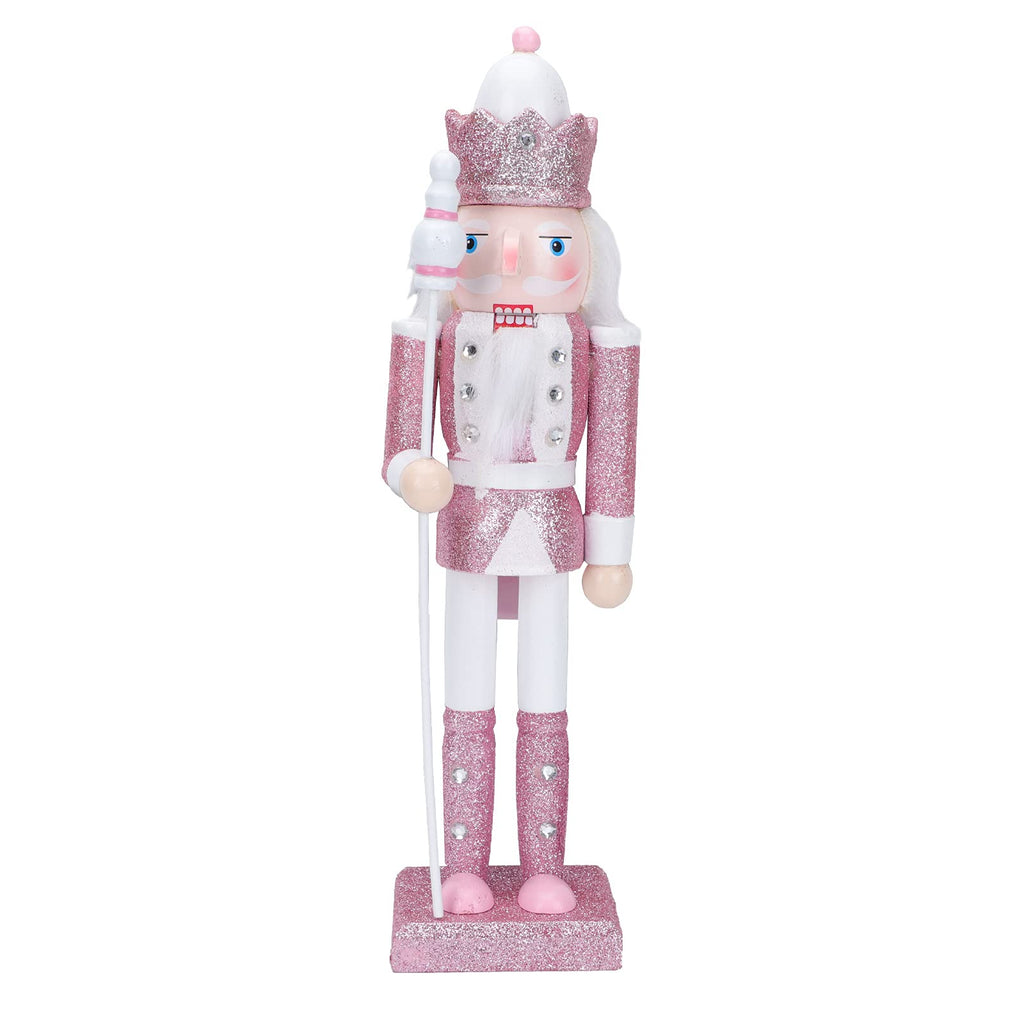 Pink Nutcracker Figure Christmas Decoration - 12 Inch Glitter Soldier for Festival Party Xmas Gifts (Swordsmen)