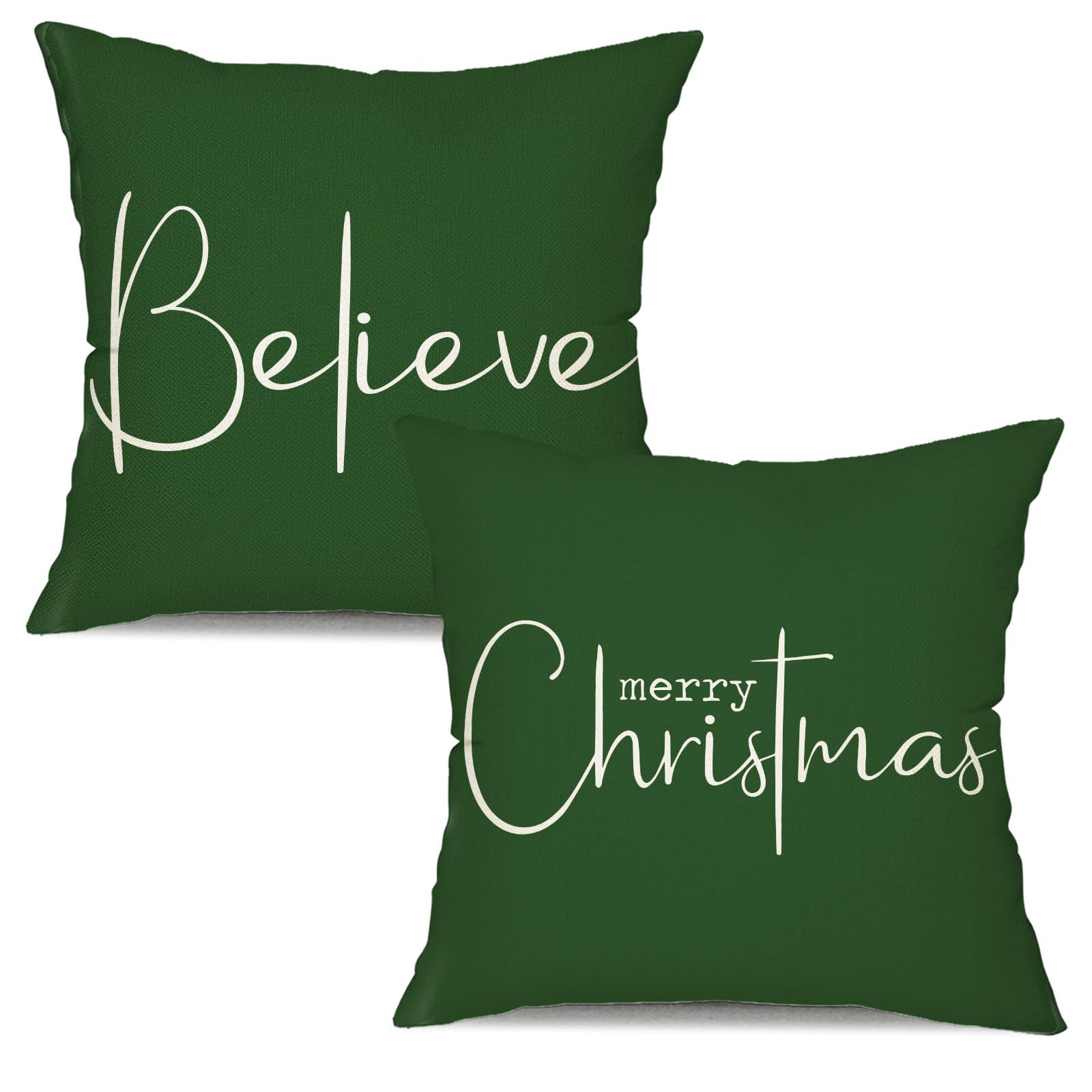 Christmas Throw Pillow Covers 12x20 Inch Set of 2 Merry Christmas Farmhouse Decorations Believe Holiday Decor Throw Cushion Case for Home Couch