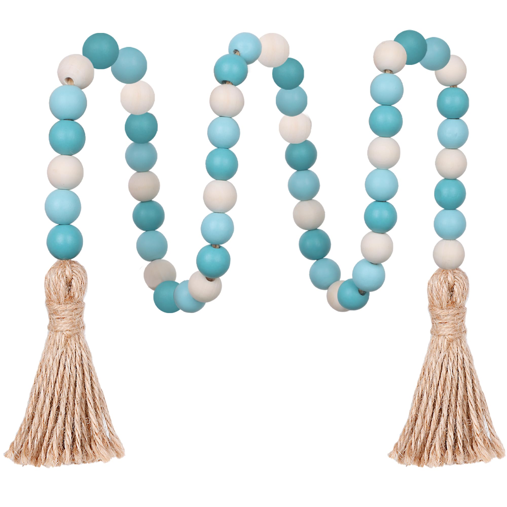 Christmas Wood Bead Garland,39in Farmhouse Beads with Tassels Tiered Tray Decor Wall Hanging Home Ornaments for Christmas Tree Decorations