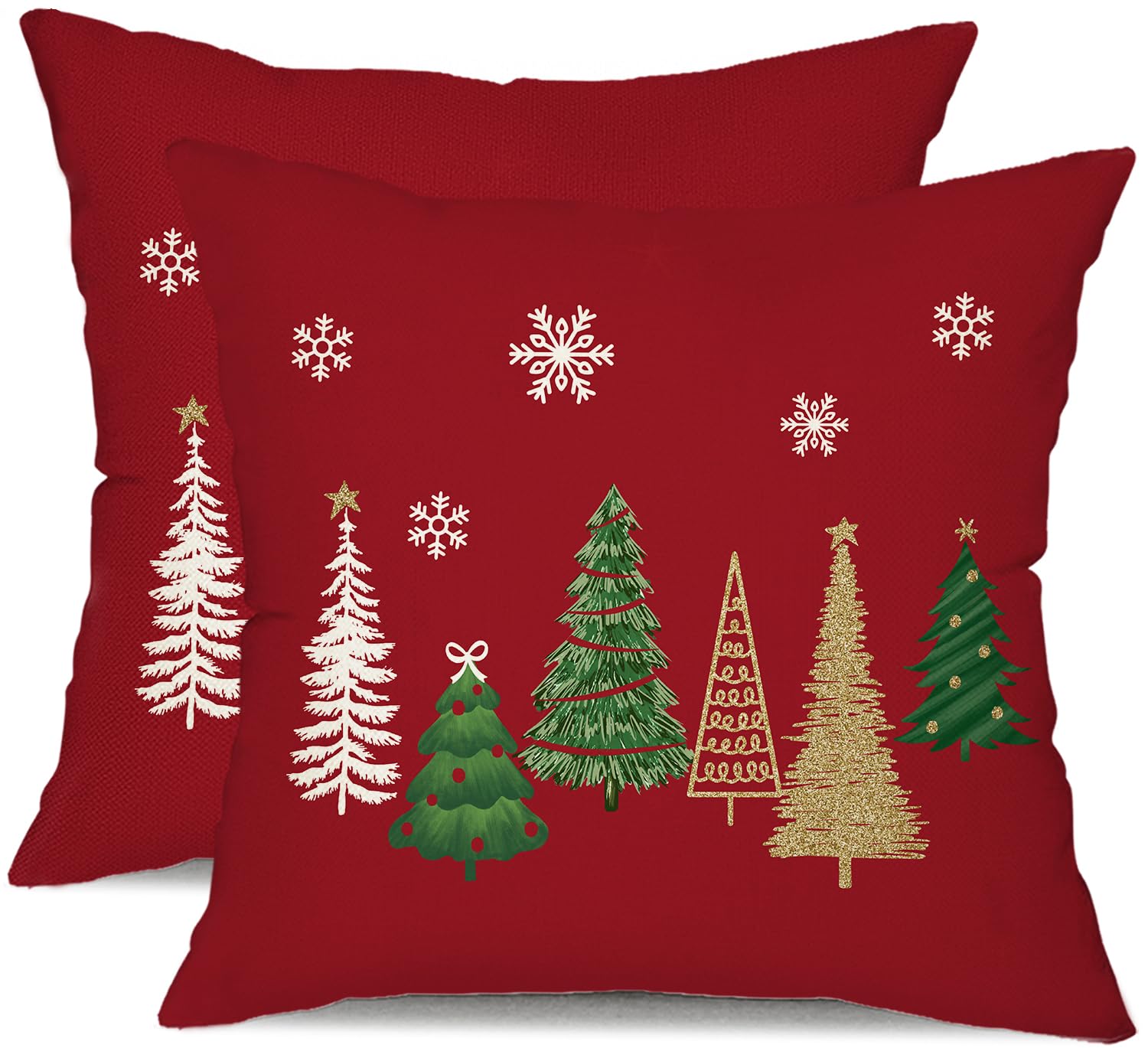 DFXSZ Christmas Pillow Covers 18x18 Inch Set of 2 Christmas Tree Decorative Green Throw Pillows Winter Christmas Decor for Home Couch TH-50B18