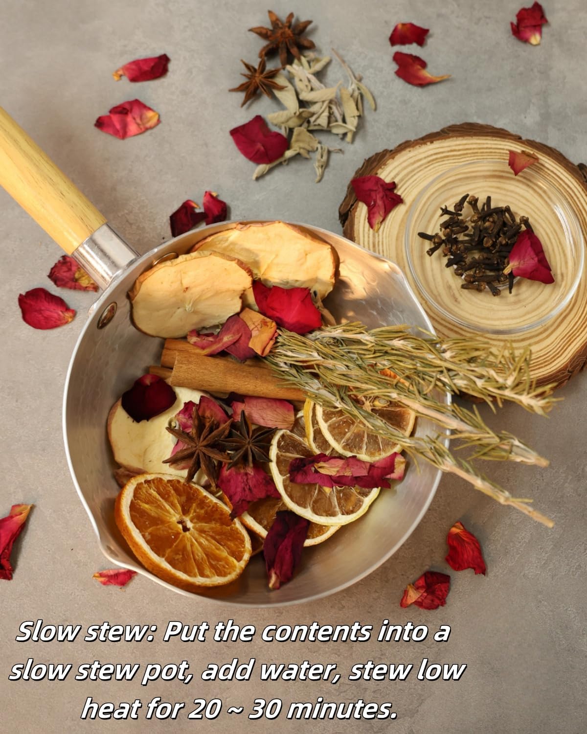 Simmering Potpourri, Simmer Pot Potpourri - Dried Orange Slices, Cinnamon, Cloves, Apple Slice, Rosemary, Apple Slice, Perfect Christmas House Warming Hostess Gift
