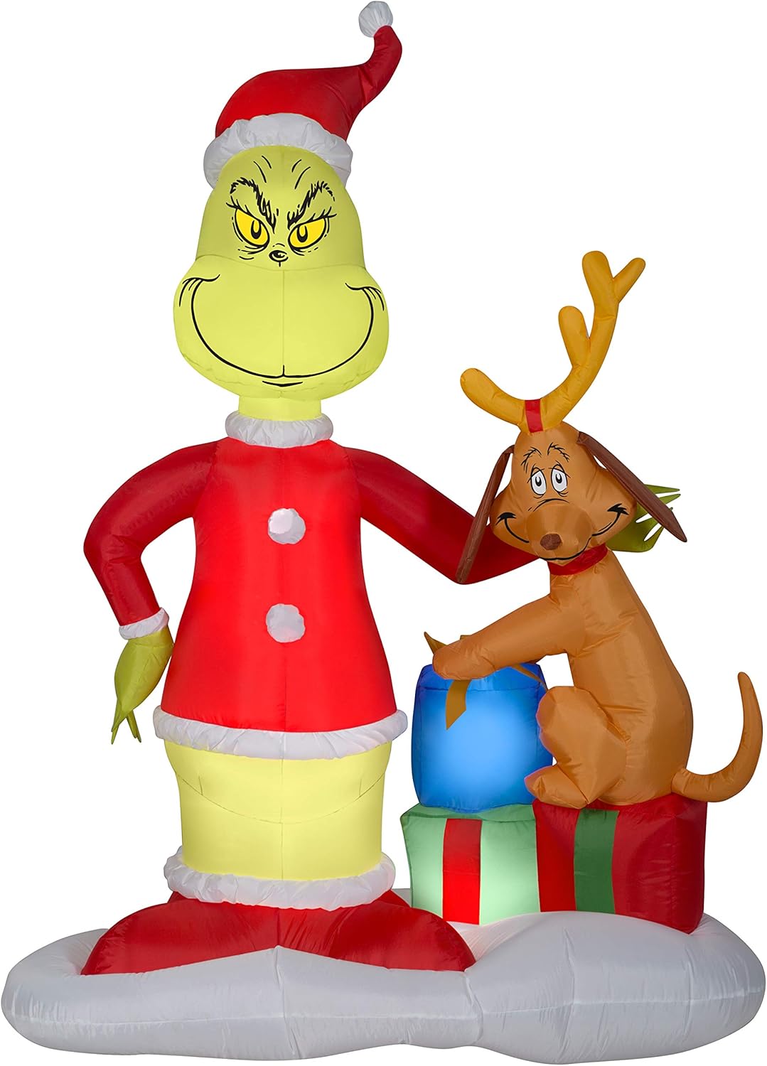 Gemmy 6' Airblown Grinch and Max w/Presents Scene Christmas Inflatable