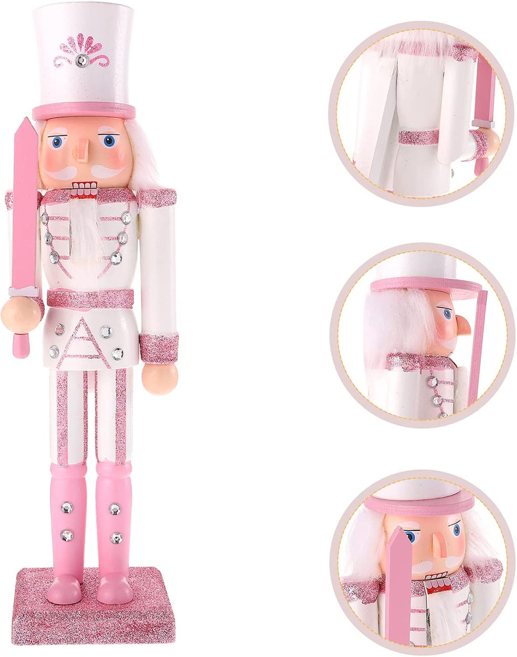 Pink Nutcracker Figure Christmas Decoration - 12 Inch Glitter Soldier for Festival Party Xmas Gifts (Swordsmen)