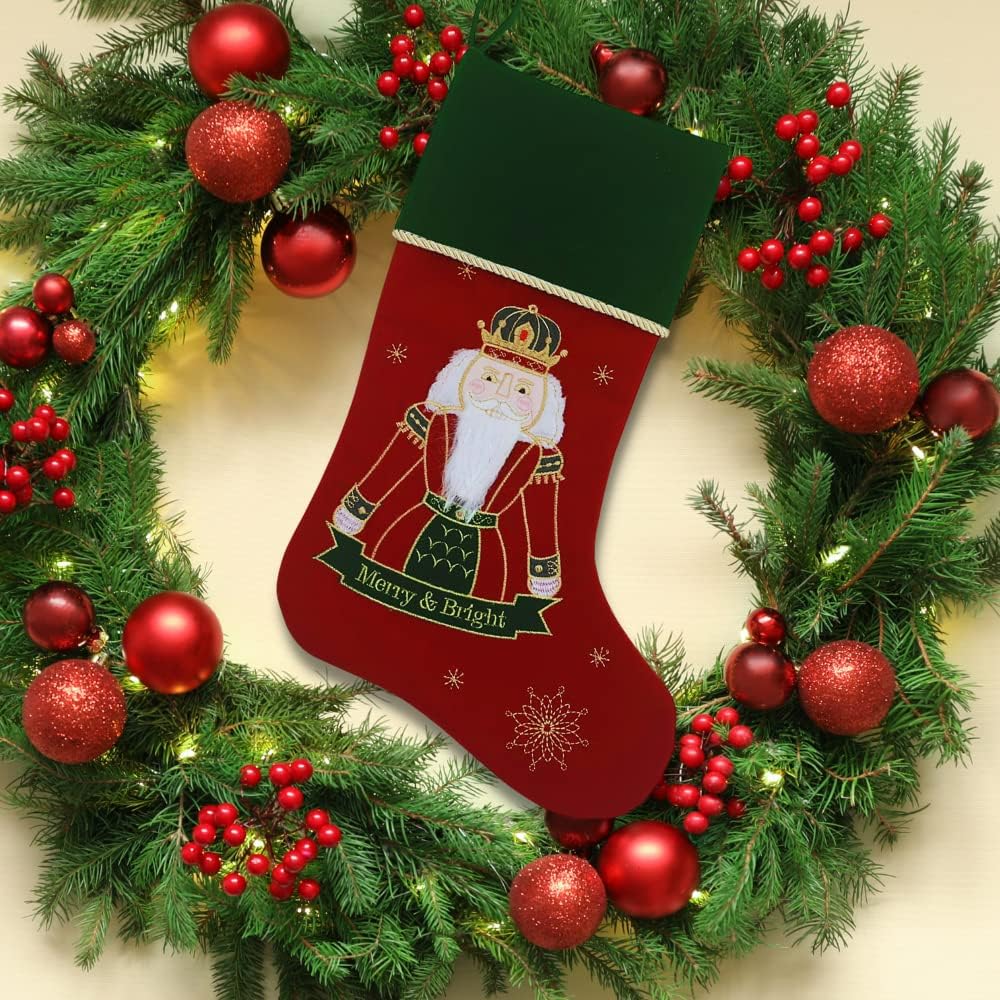Comfy Hour Joyful Holiday Collection 20" Winter Christmas Nutcracker Stocking Red, Polyresin