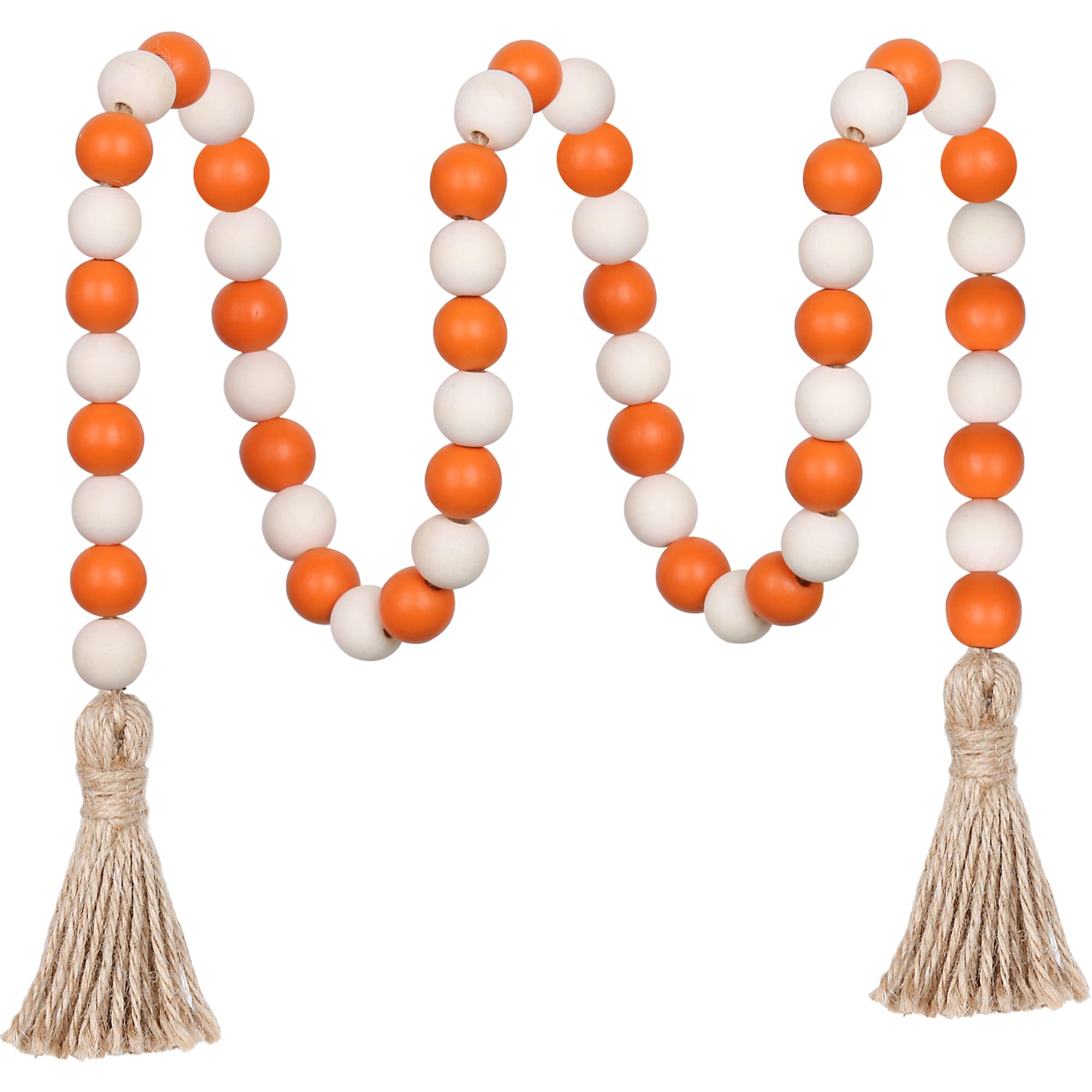 Christmas Wood Bead Garland,39in Farmhouse Beads with Tassels Tiered Tray Decor Wall Hanging Home Ornaments for Christmas Tree Decorations