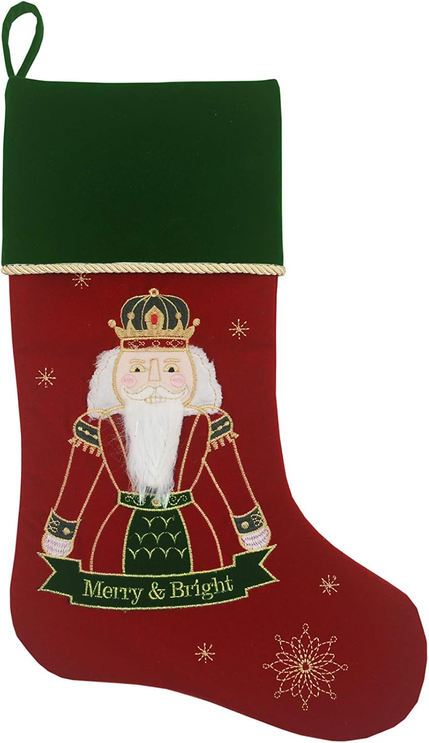 Comfy Hour Joyful Holiday Collection 20" Winter Christmas Nutcracker Stocking Red, Polyresin