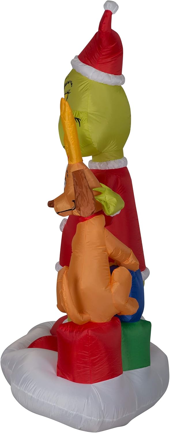 Gemmy 6' Airblown Grinch and Max w/Presents Scene Christmas Inflatable