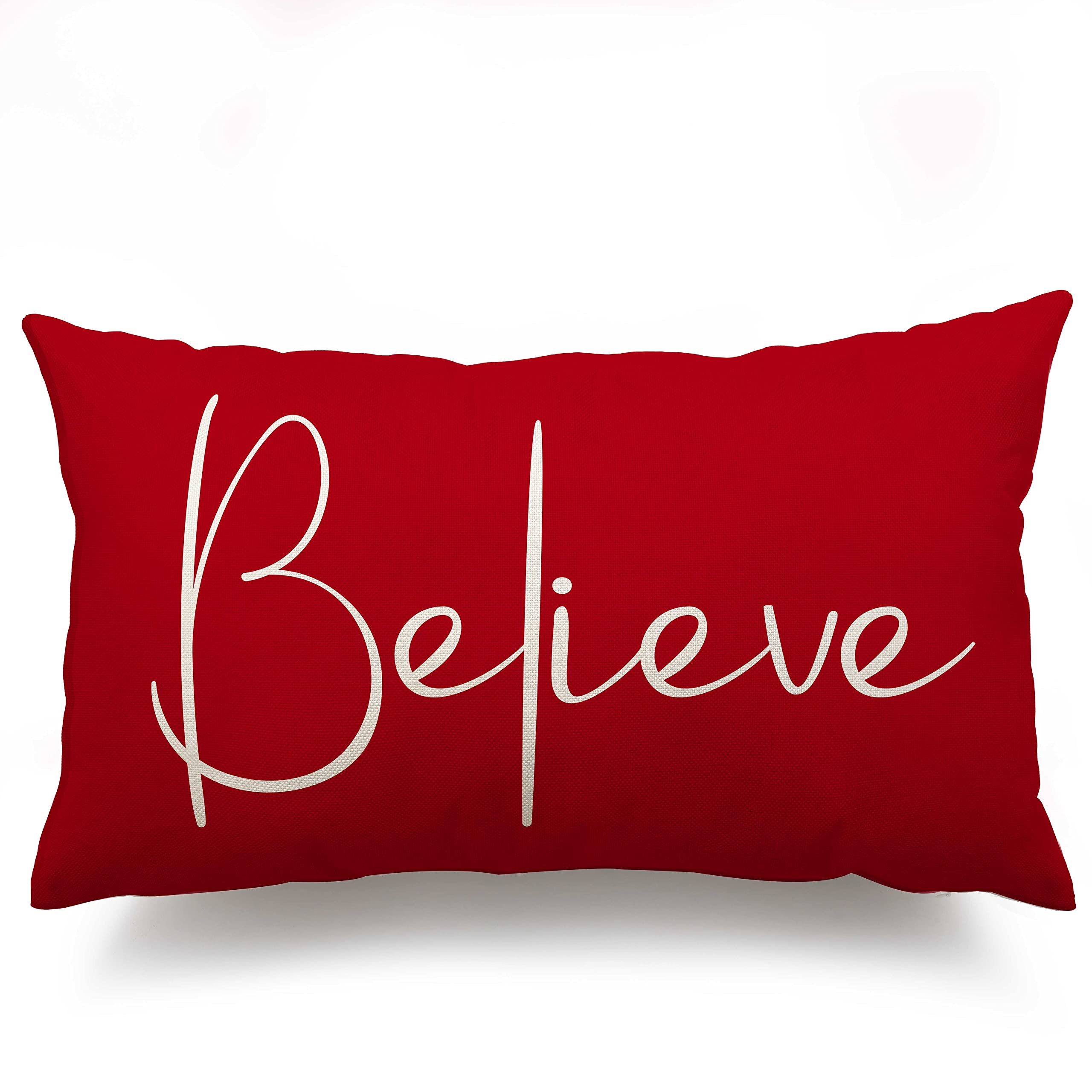 Christmas Throw Pillow Covers 12x20 Inch Set of 2 Merry Christmas Farmhouse Decorations Believe Holiday Decor Throw Cushion Case for Home Couch