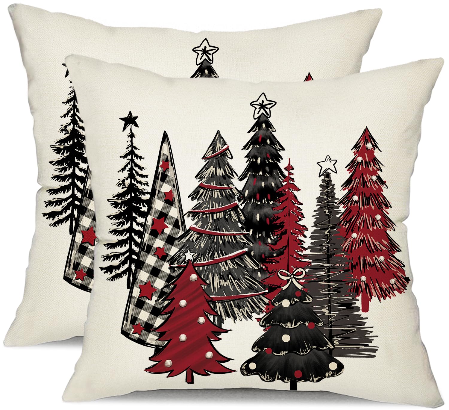 DFXSZ Christmas Pillow Covers 18x18 Inch Set of 2 Christmas Tree Decorative Green Throw Pillows Winter Christmas Decor for Home Couch TH-50B18
