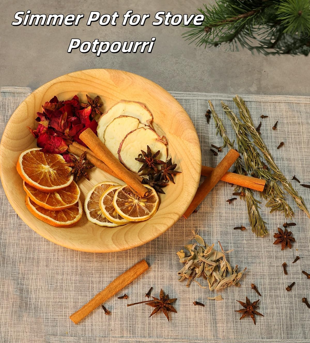 Simmering Potpourri, Simmer Pot Potpourri - Dried Orange Slices, Cinnamon, Cloves, Apple Slice, Rosemary, Apple Slice, Perfect Christmas House Warming Hostess Gift