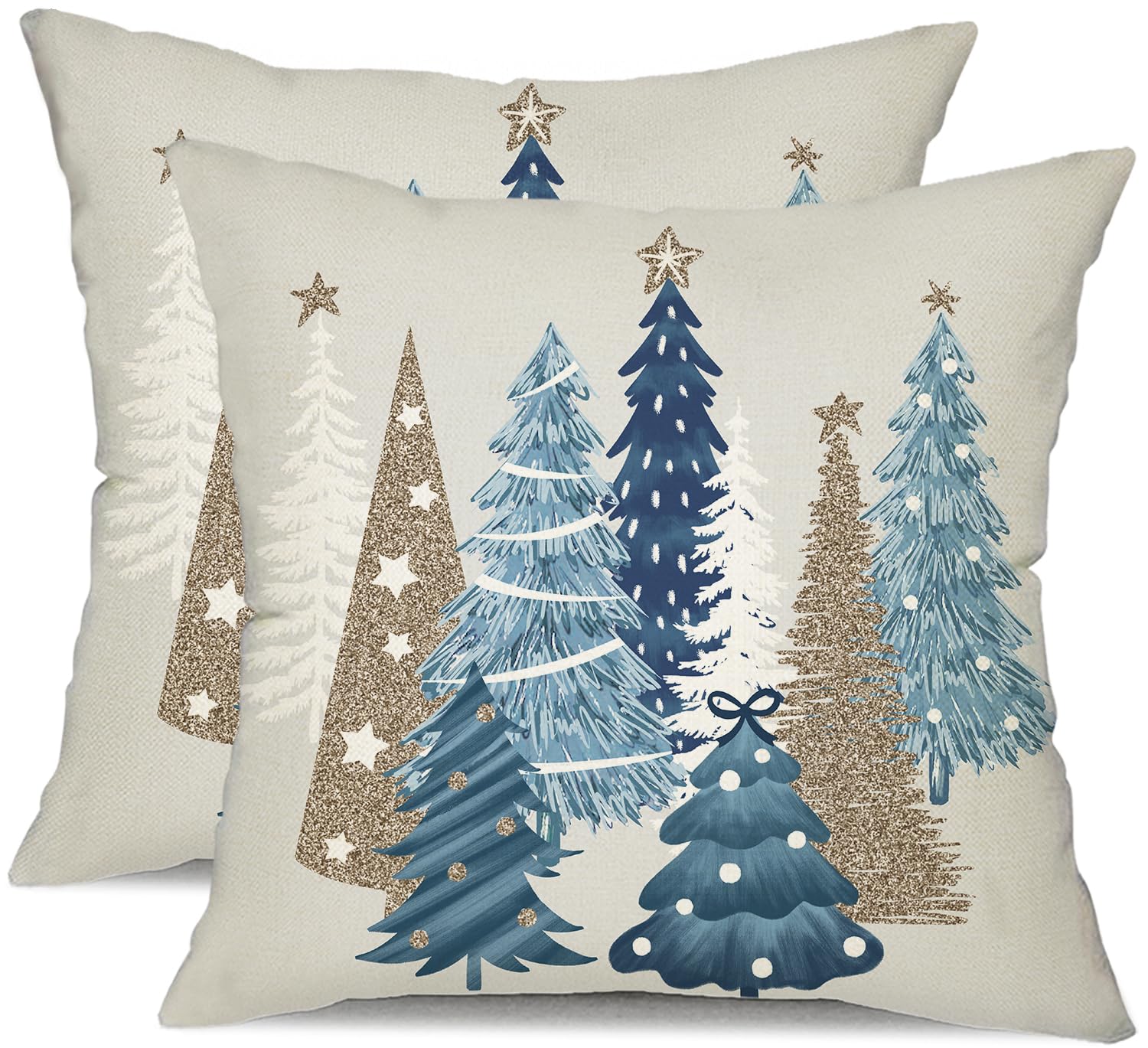 DFXSZ Christmas Pillow Covers 18x18 Inch Set of 2 Christmas Tree Decorative Green Throw Pillows Winter Christmas Decor for Home Couch TH-50B18