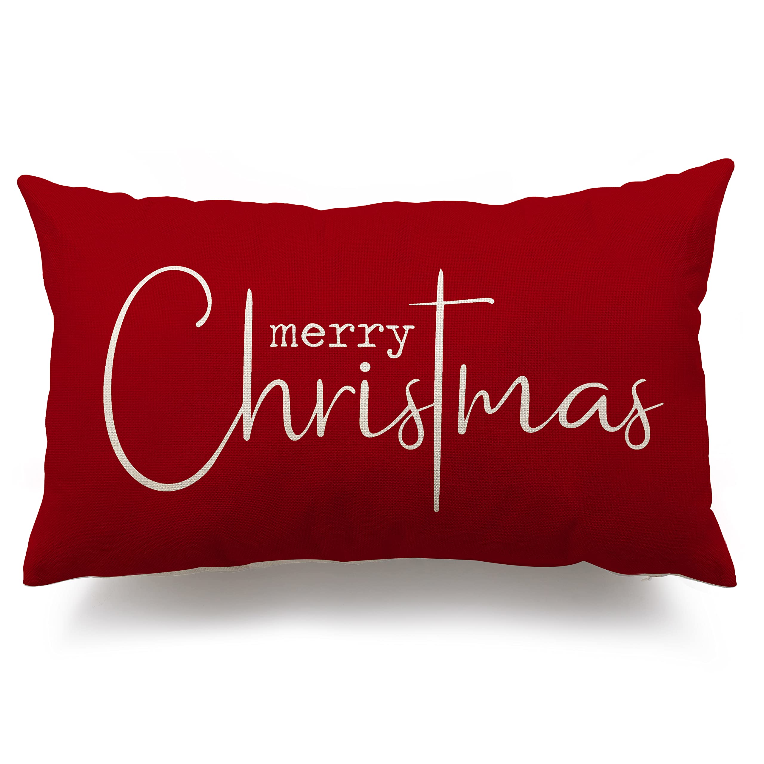 Christmas Throw Pillow Covers 12x20 Inch Set of 2 Merry Christmas Farmhouse Decorations Believe Holiday Decor Throw Cushion Case for Home Couch