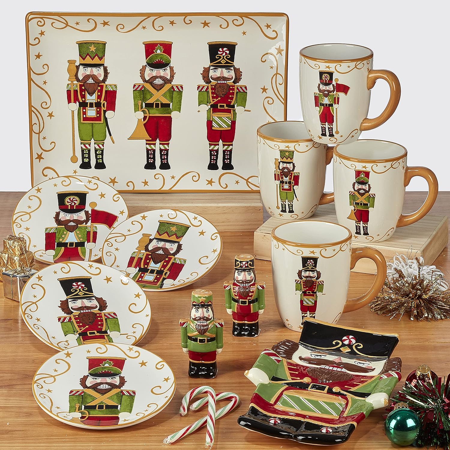 Certified International Holiday Magic Nutcracker Cookie Jar, 3D Hand-Painted Ceramic Jar – Festive 56 oz Christmas Kitchen Decor & Candy Canister – Holiday Countertop Display or Gift Idea