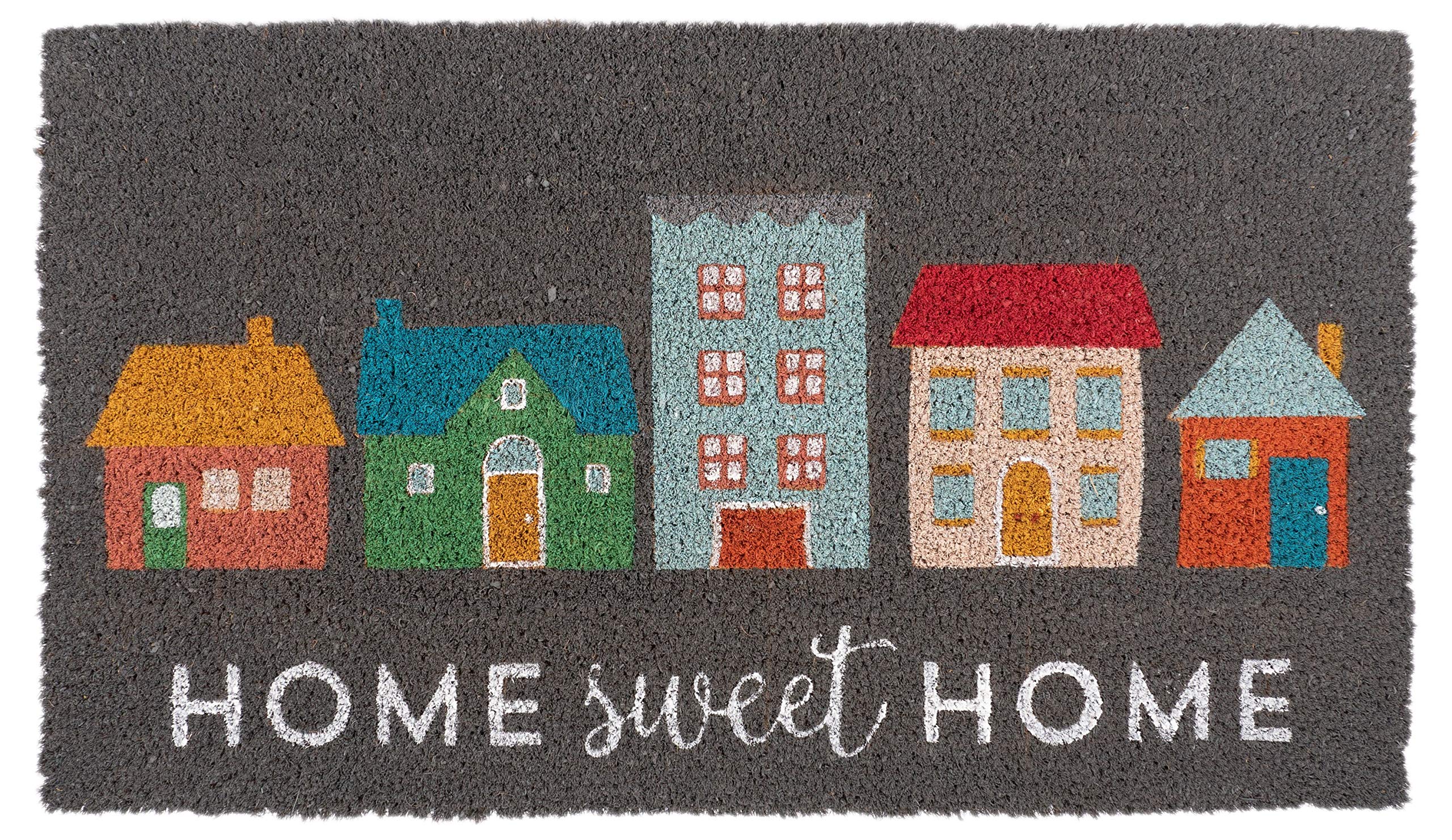 KAF Home Holiday Coir Doormat with Heavy-Duty, Weather Resistant, Non-Slip PVC Backing | 17 by 30 Inches, 0.6 Inch Pile Height | Perfect for Indoor and Outdoor Use (Joy Wreath)