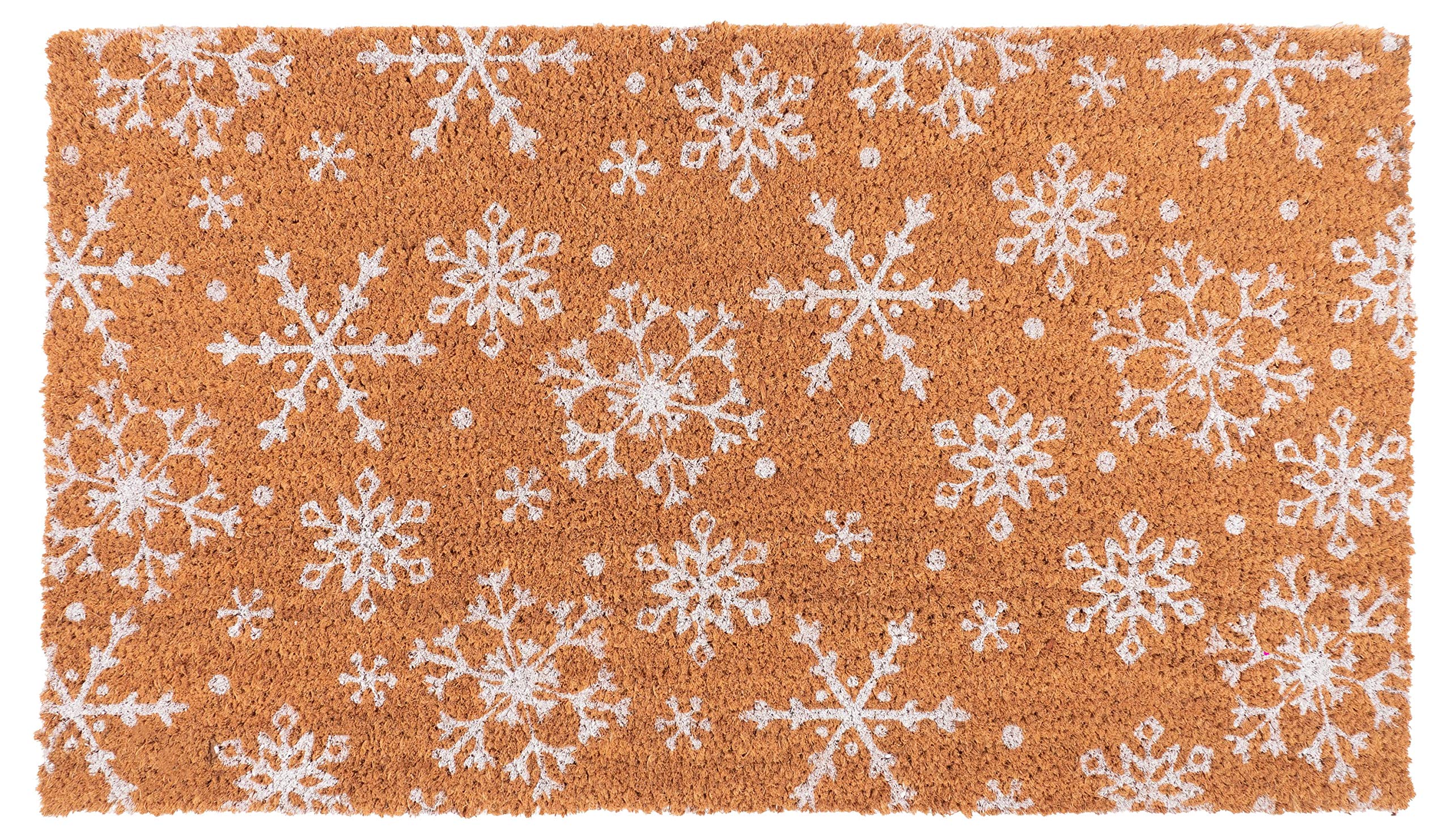 KAF Home Holiday Coir Doormat with Heavy-Duty, Weather Resistant, Non-Slip PVC Backing | 17 by 30 Inches, 0.6 Inch Pile Height | Perfect for Indoor and Outdoor Use (Joy Wreath)