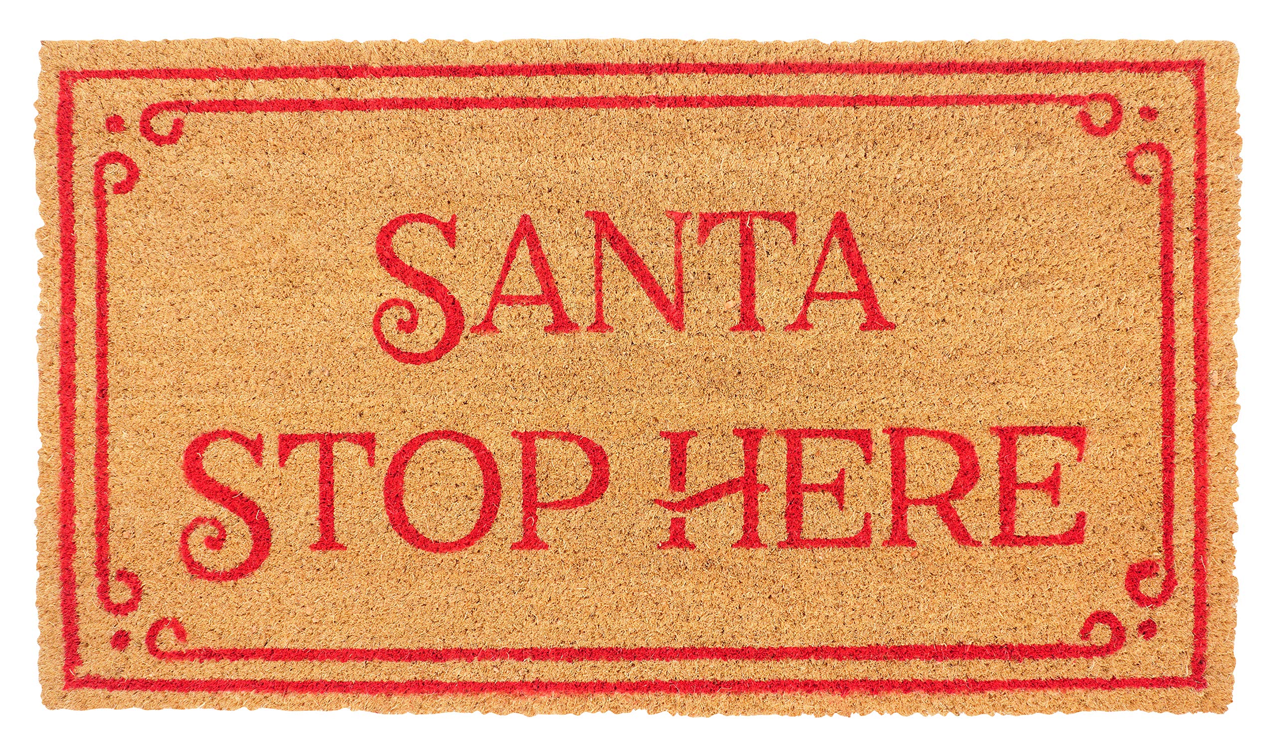 KAF Home Holiday Coir Doormat with Heavy-Duty, Weather Resistant, Non-Slip PVC Backing | 17 by 30 Inches, 0.6 Inch Pile Height | Perfect for Indoor and Outdoor Use (Joy Wreath)