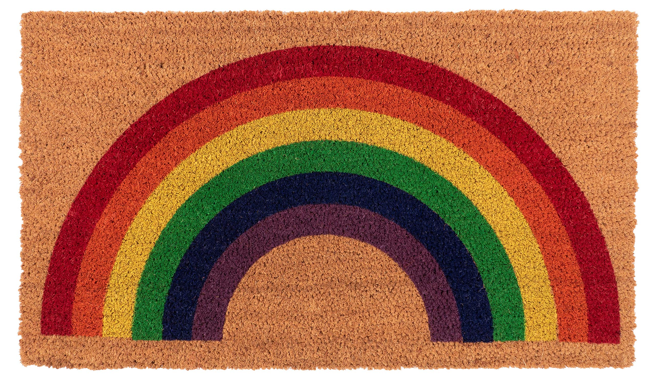 KAF Home Holiday Coir Doormat with Heavy-Duty, Weather Resistant, Non-Slip PVC Backing | 17 by 30 Inches, 0.6 Inch Pile Height | Perfect for Indoor and Outdoor Use (Joy Wreath)